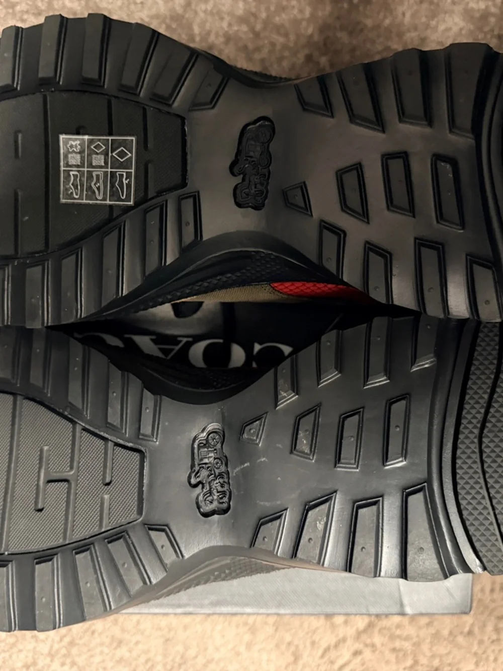 Coach Brown Suede and Black Leather Sneakers with Red Logo Accent - Picture 5 of 6